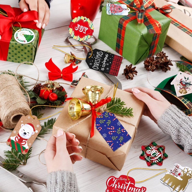 Nimbbex 72Pcs Christmas Gift Tags with String, Gift Tags for Christmas Presents, Christmas Tags for Gifts DIY Christmas Holiday Gift Wrapping and Candy Bag Packaging，24 Styles - Image 5